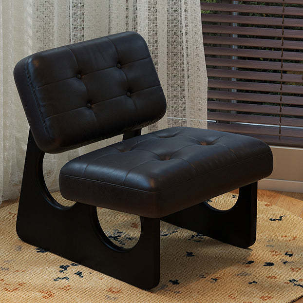 Art Deco Leather Wood Armless Sofa