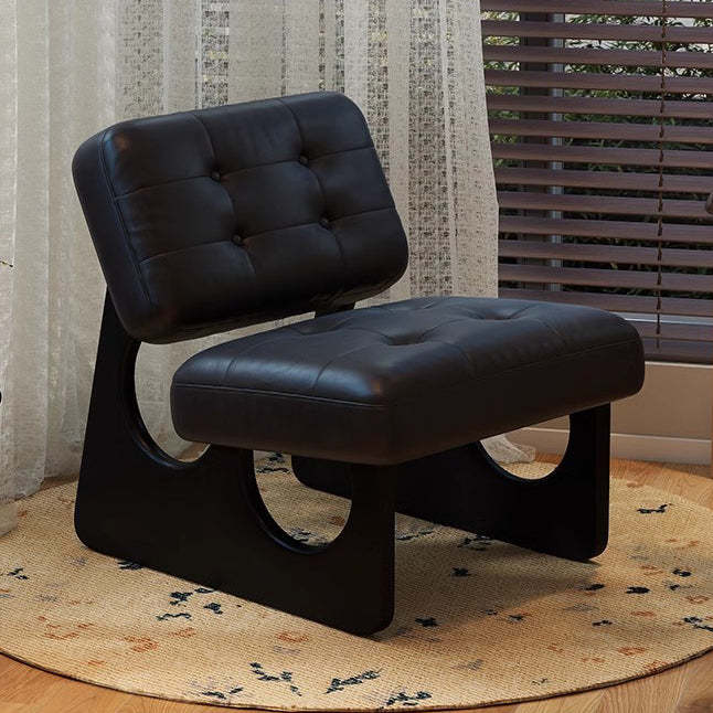 Art Deco Leather Wood Armless Sofa