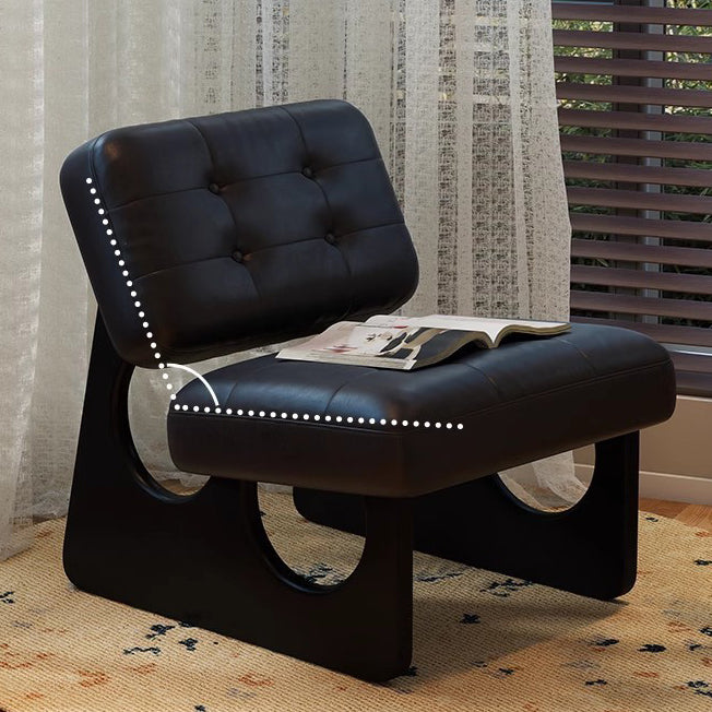 Art Deco Leather Wood Armless Sofa