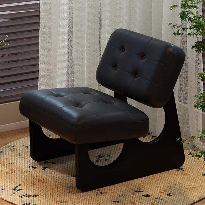 Art Deco Leather Wood Armless Sofa