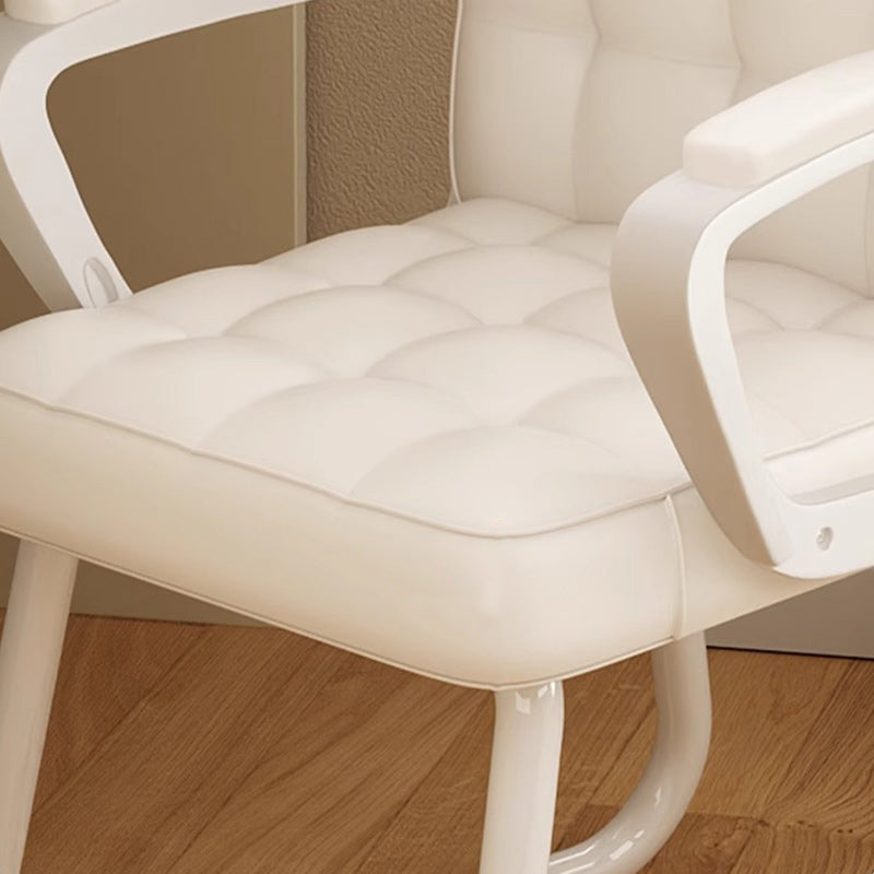 Modern PU Solid Wood Desk Chair — With Headrest / Black Frame + Black Cushion