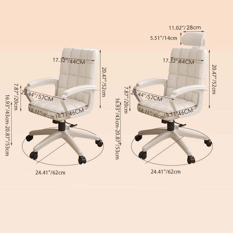 Nordic PU Solid Wood Desk Chair — With Headrest / Black