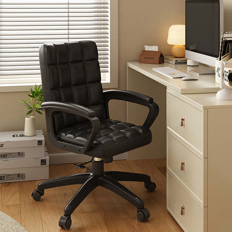 Nordic PU Solid Wood Desk Chair — Without Headrest / Black