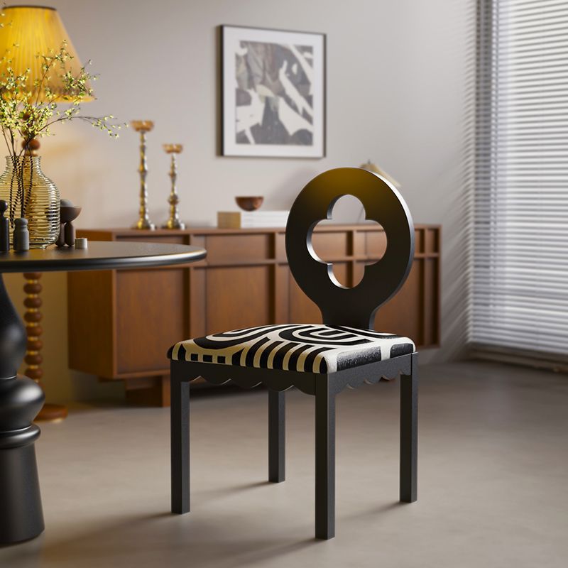 French Clover Flannelette Steel Dining Chair