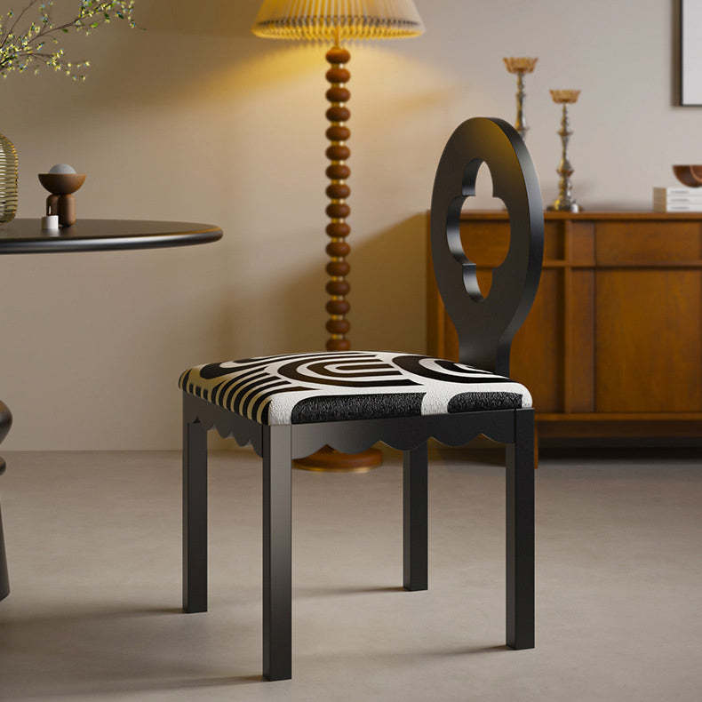French Clover Flannelette Steel Dining Chair
