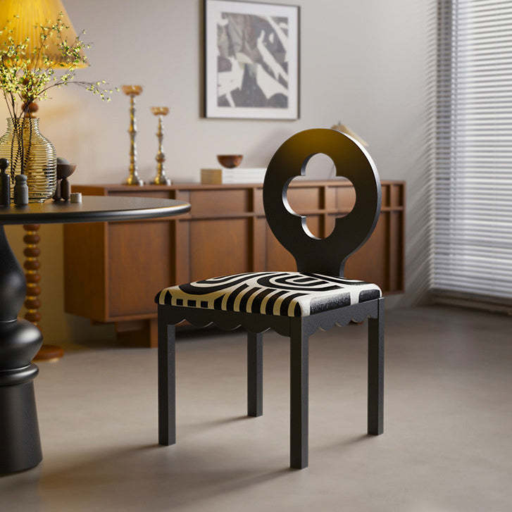 French Clover Flannelette Steel Dining Chair