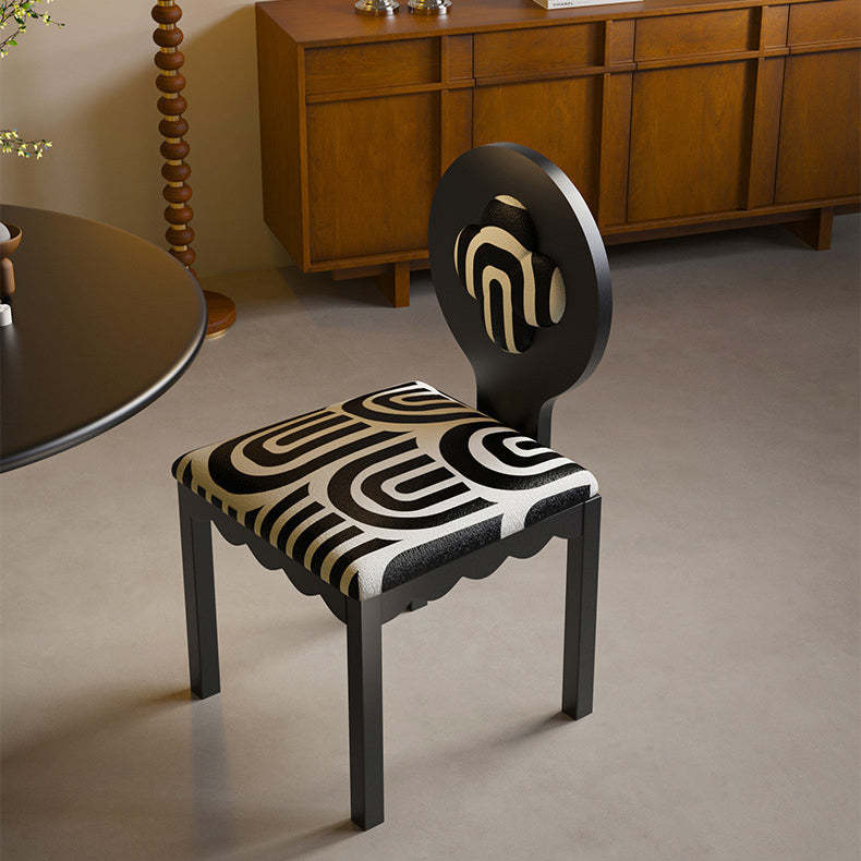 French Clover Flannelette Steel Dining Chair