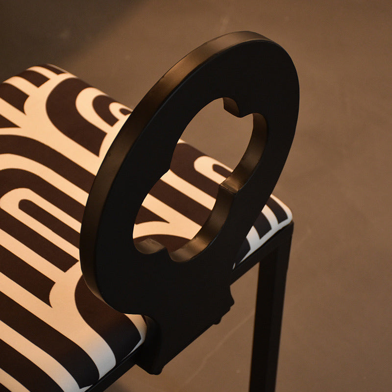French Clover Flannelette Steel Dining Chair