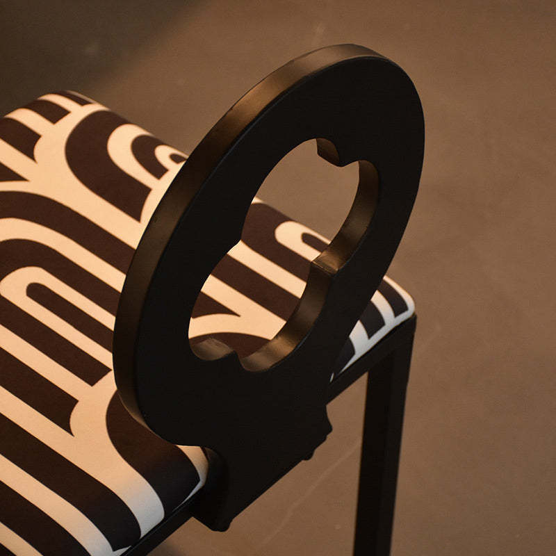 French Clover Flannelette Steel Dining Chair
