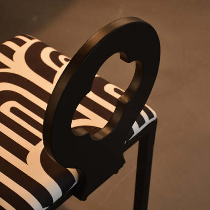 French Clover Flannelette Steel Dining Chair