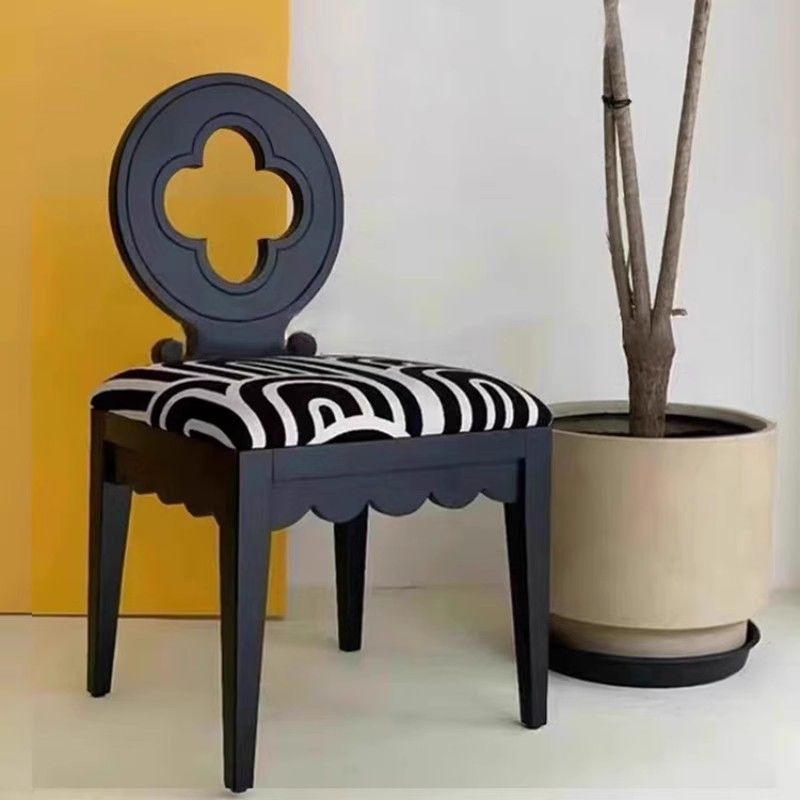 French Clover Flannelette Steel Dining Chair