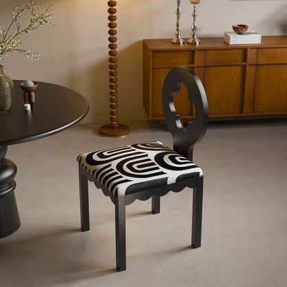 French Clover Flannelette Steel Dining Chair
