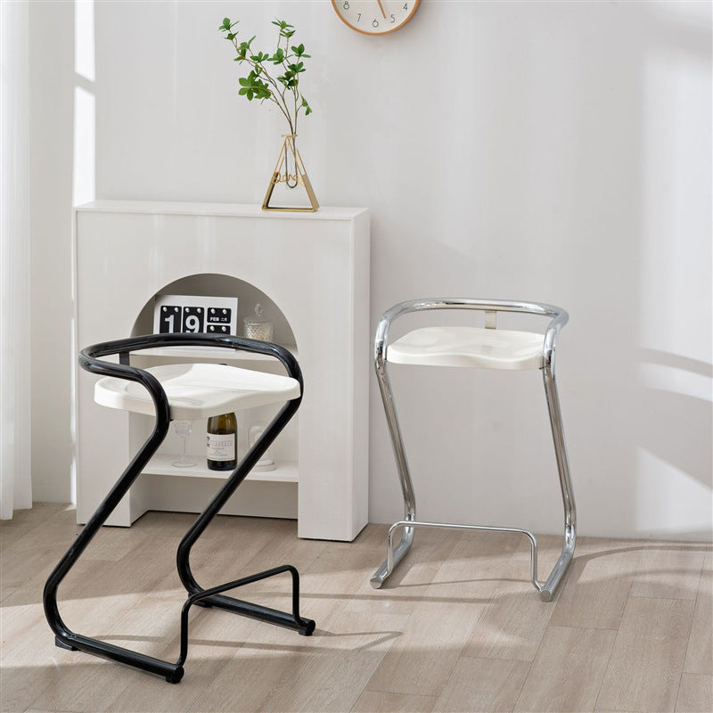 Nordic Iron Geometric Bar Stool — White - Green