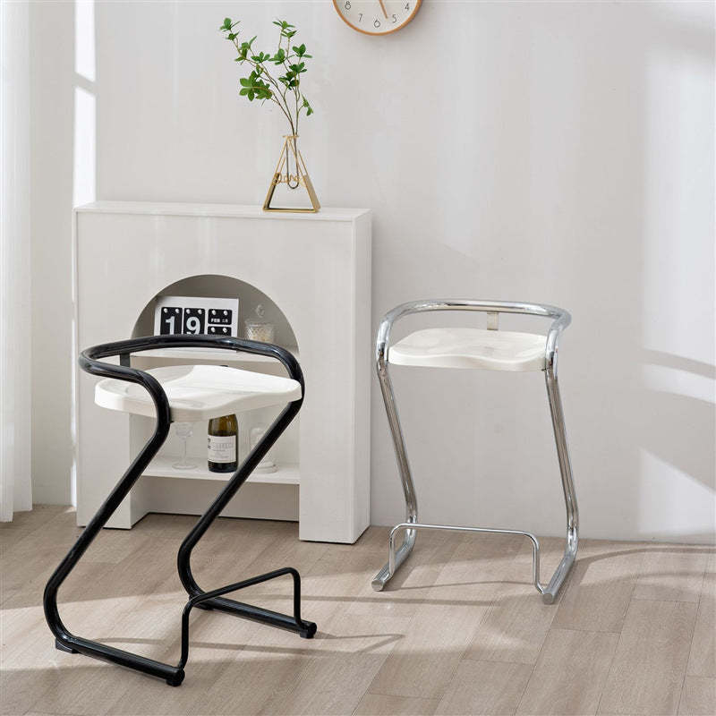Nordic Iron Geometric Bar Stool — White - Green