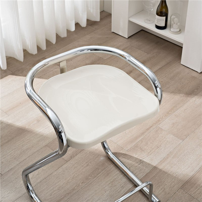 Nordic Iron Geometric Bar Stool — Silver - White