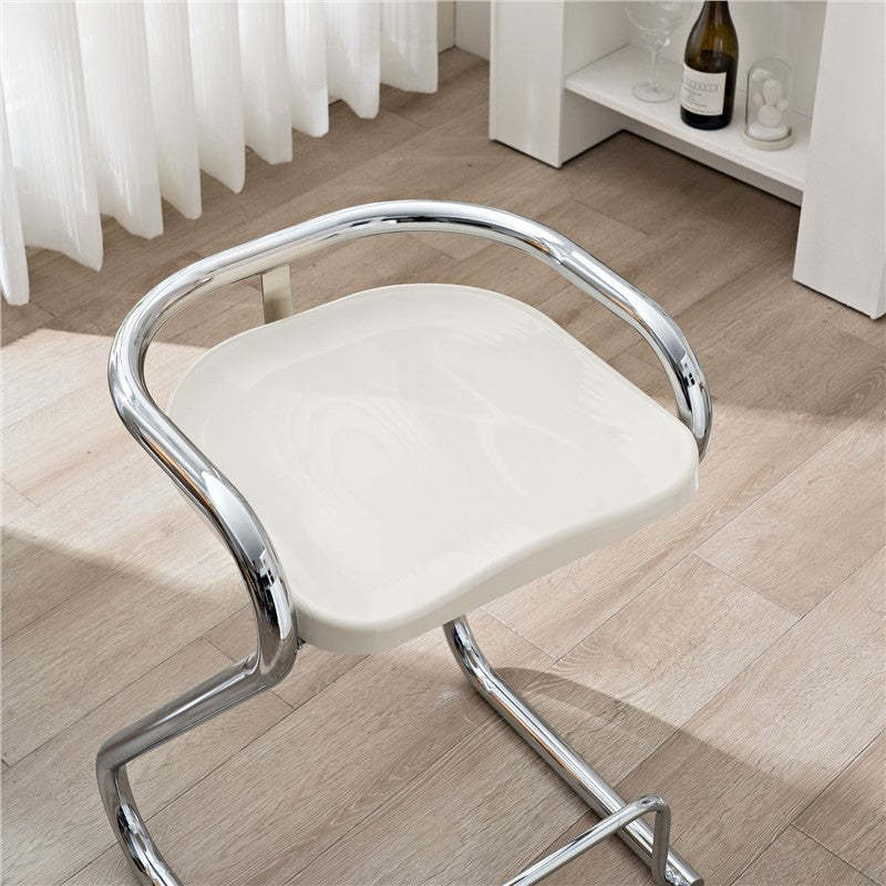 Nordic Iron Geometric Bar Stool — Silver - White