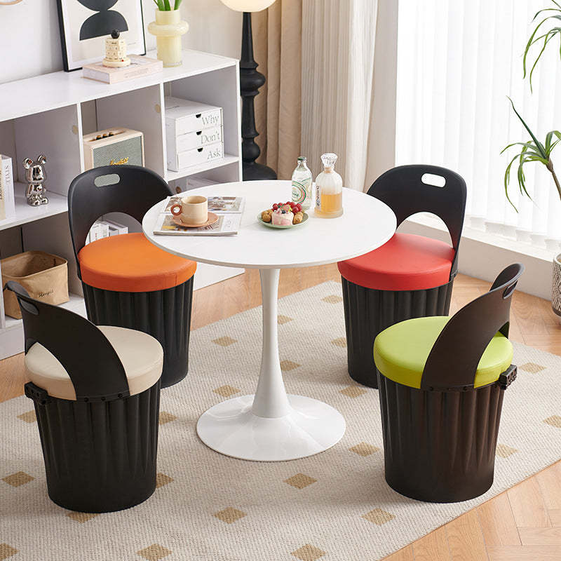 Contemporary Bucket PU Armless Dining Chair — Green