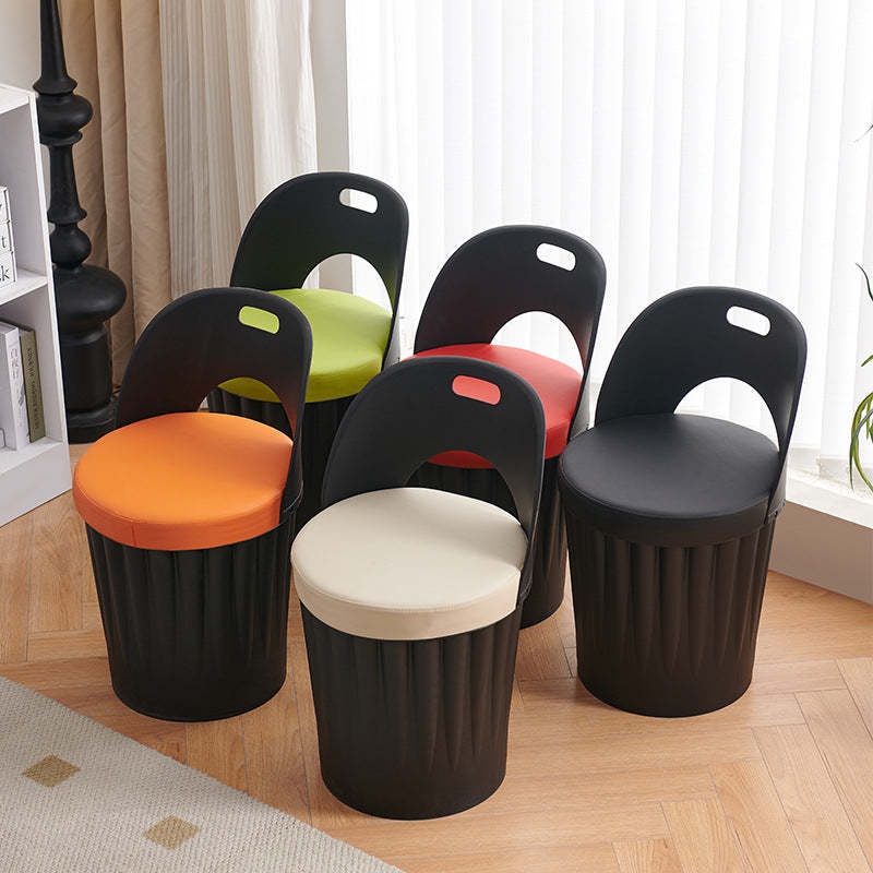 Contemporary Bucket PU Armless Dining Chair — Red