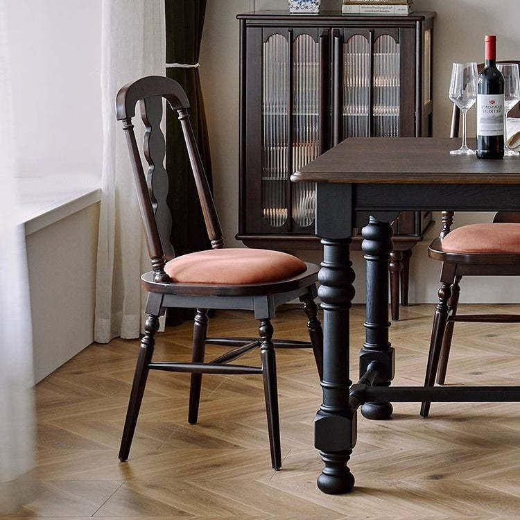 French Flannelette Solid Wood Armless Dining Chair