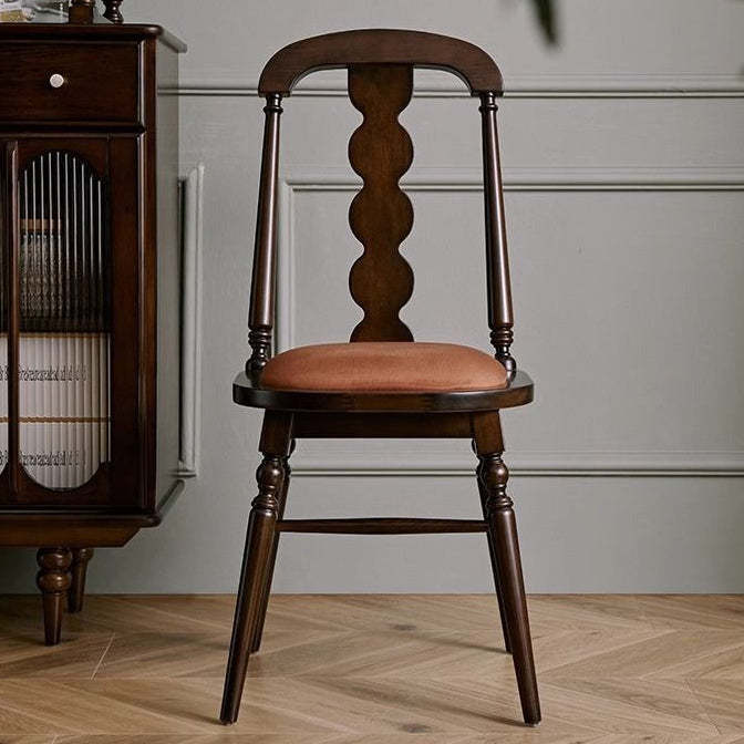 French Flannelette Solid Wood Armless Dining Chair