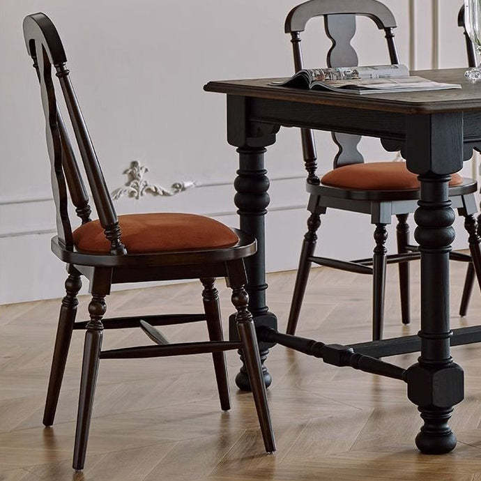 French Flannelette Solid Wood Armless Dining Chair