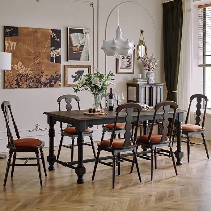 French Flannelette Solid Wood Armless Dining Chair