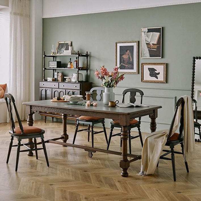 French Flannelette Solid Wood Armless Dining Chair