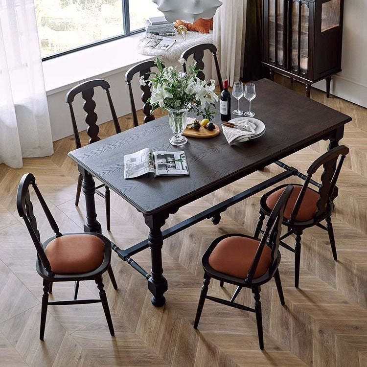 French Flannelette Solid Wood Armless Dining Chair