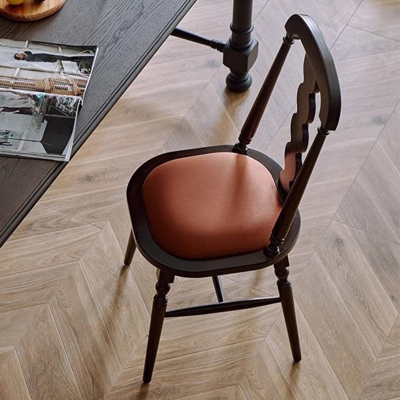 French Flannelette Solid Wood Armless Dining Chair