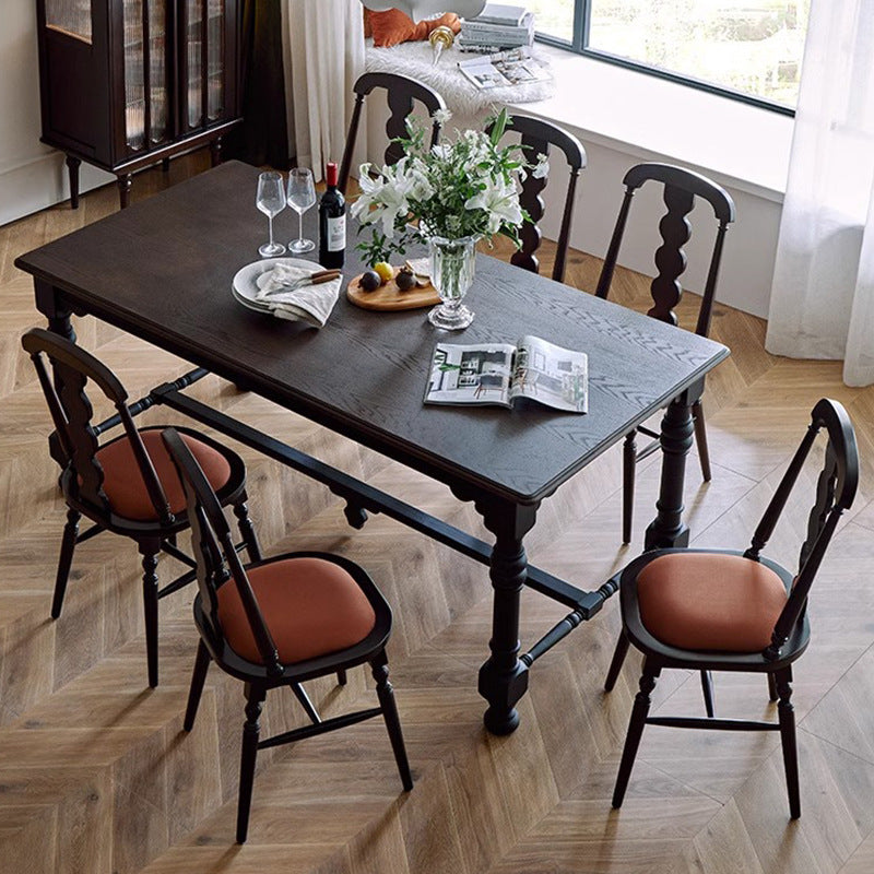 French Flannelette Solid Wood Armless Dining Chair