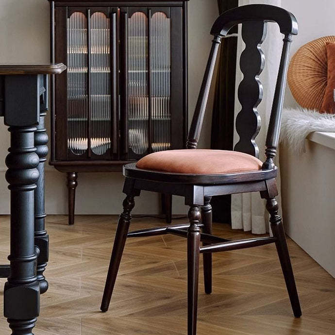Traditional armless solid black dining chairs & benches, Lighom