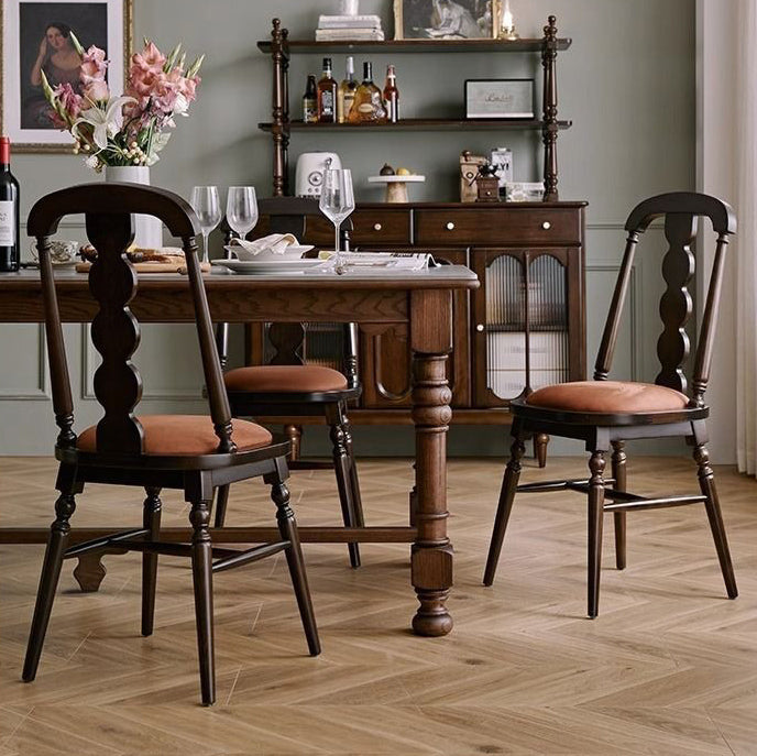 French Flannelette Solid Wood Armless Dining Chair