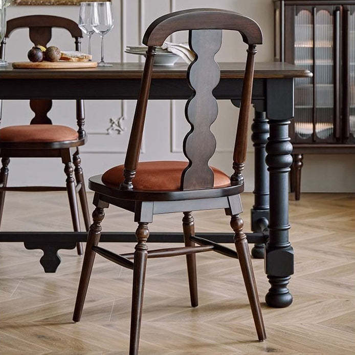 French Flannelette Solid Wood Armless Dining Chair