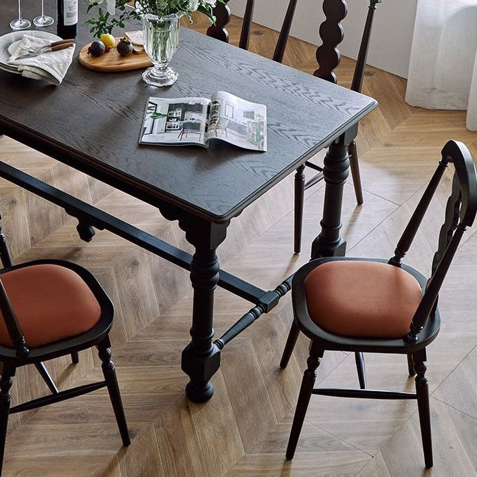French Flannelette Solid Wood Armless Dining Chair