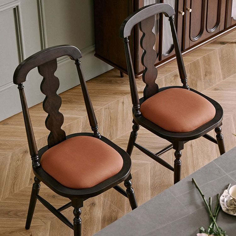 French Flannelette Solid Wood Armless Dining Chair