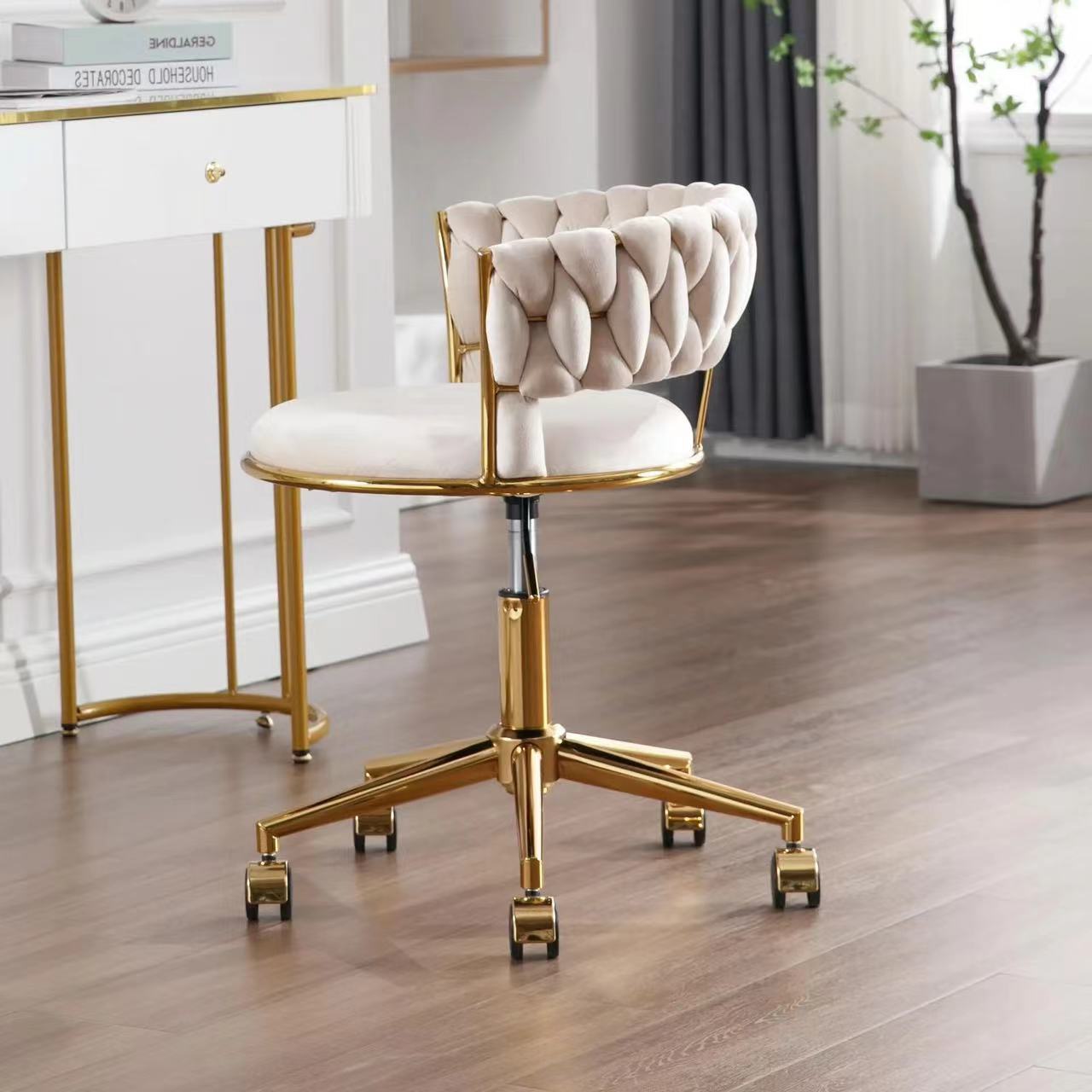 Nordic Coil Velvet Iron Vanity Stool