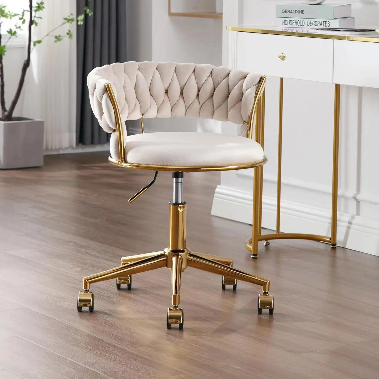 Nordic Coil Velvet Iron Vanity Stool
