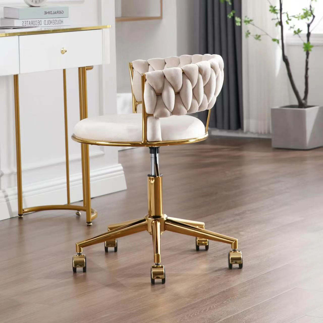 Nordic Coil Velvet Iron Vanity Stool