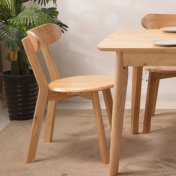 Minimalist armless solid wood fabric dining chairs & benches