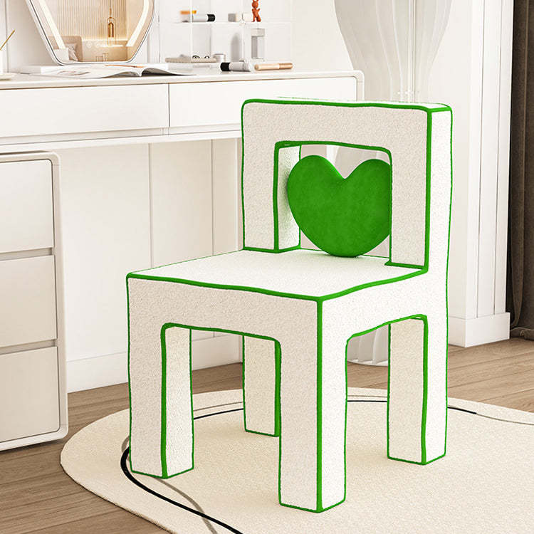 Contemporary Lambswool Wood Iron Vanity Stool