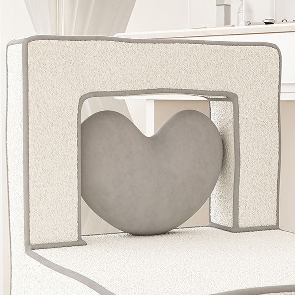 Contemporary Lambswool Wood Iron Vanity Stool — Black