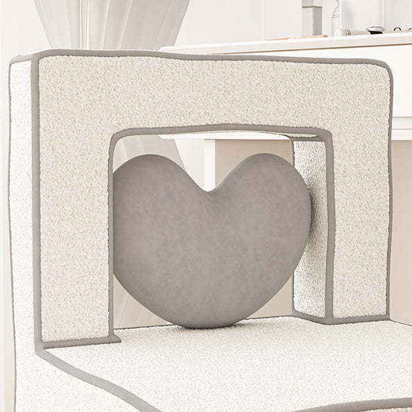 Contemporary Lambswool Wood Iron Vanity Stool — Black