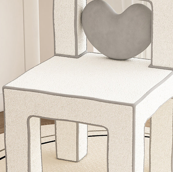 Contemporary Lambswool Wood Iron Vanity Stool