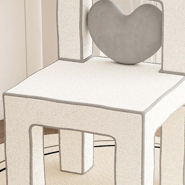 Contemporary Lambswool Wood Iron Vanity Stool