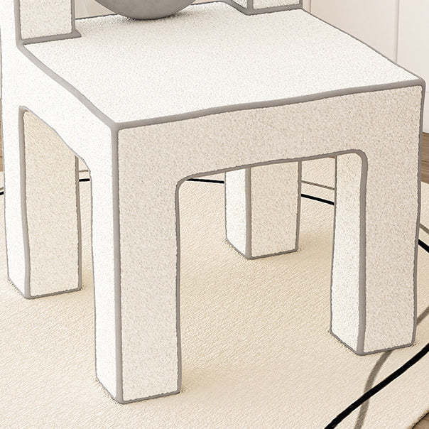 Contemporary Lambswool Wood Iron Vanity Stool