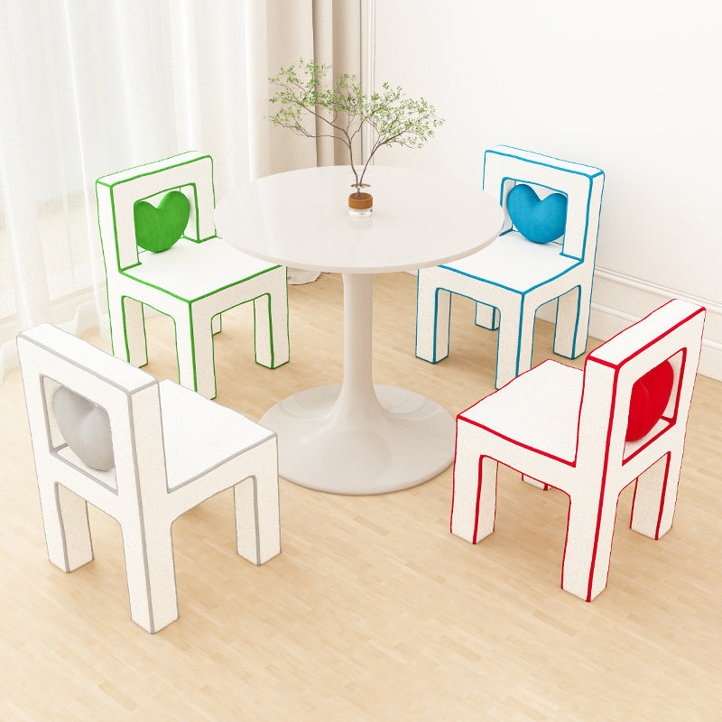 Contemporary Lambswool Wood Iron Vanity Stool