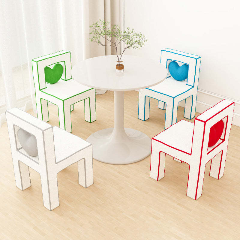 Contemporary Lambswool Wood Iron Vanity Stool