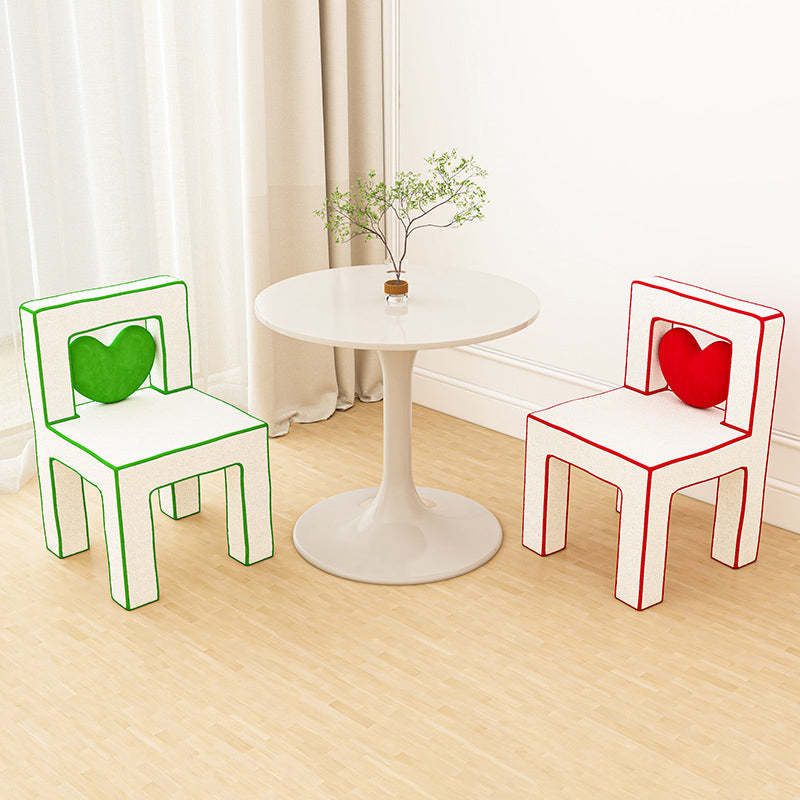 Contemporary Lambswool Wood Iron Vanity Stool — Green