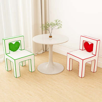 Contemporary Lambswool Wood Iron Vanity Stool — Green