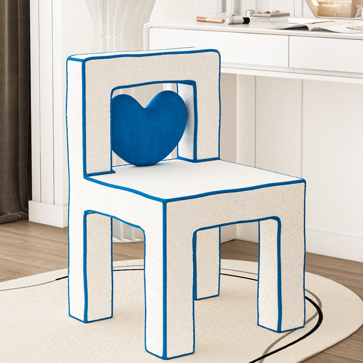 Contemporary Lambswool Wood Iron Vanity Stool